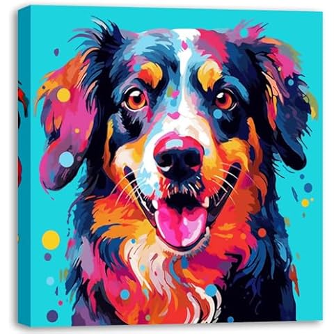 Artmaple Paint by Number for Adults Beginner Students Canvas ONLY,Ideal Gift Choice for Festivals,DIY Acrylic Painting Kit for Room Decor Animals (8x8 inch, Border Collie) Cover