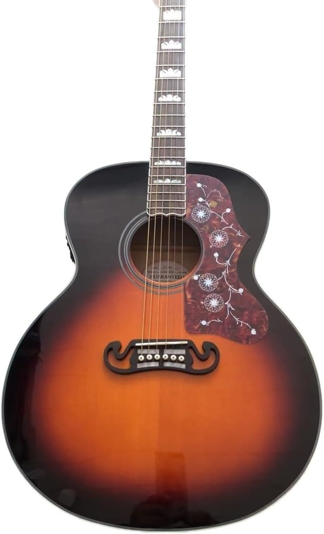 Custom Sunburst 6-String Acoustic Guitar with Semi-Hollow Body - Perfect for Professional Guitarists and Enthusiasts Seeking and High- Sound