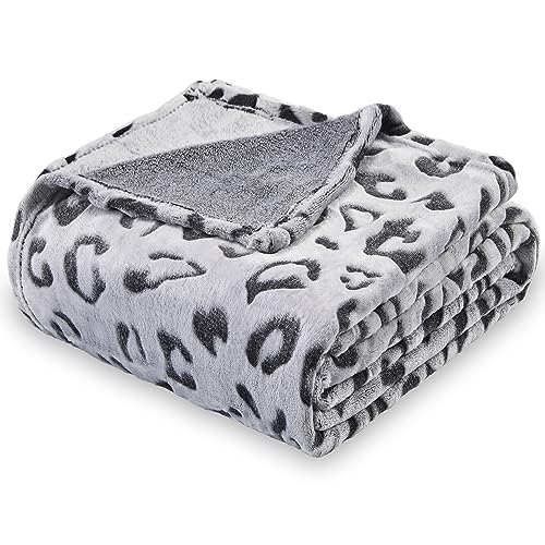SOCHOW Flanell Fleecedecke mit 3D-Leopardenmuster, leichte, superweiche, gemütliche Plüsch-Bettdecke/Sofadecke 150 x 200 cm, Schwarz Leopard