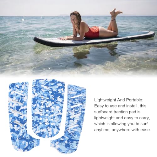 cardyven EVA Surfboard Deck Traction Pad, 3pcs Double DiamondPattern Surfboard Grip Mat with Hole for Stomp Skimboards, Surf Boards