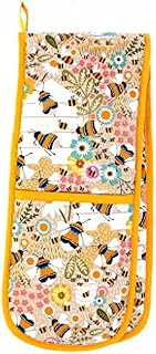 Ulster Weavers Bee Keeper Cotton Double Oven Gloves - With Cute Floral Bee Insect Animal Hand Drawn Design - 100% Cotton, Double Oven Mitts - Cooking Gifts for Bakers & Chefs - Kitchenware Range