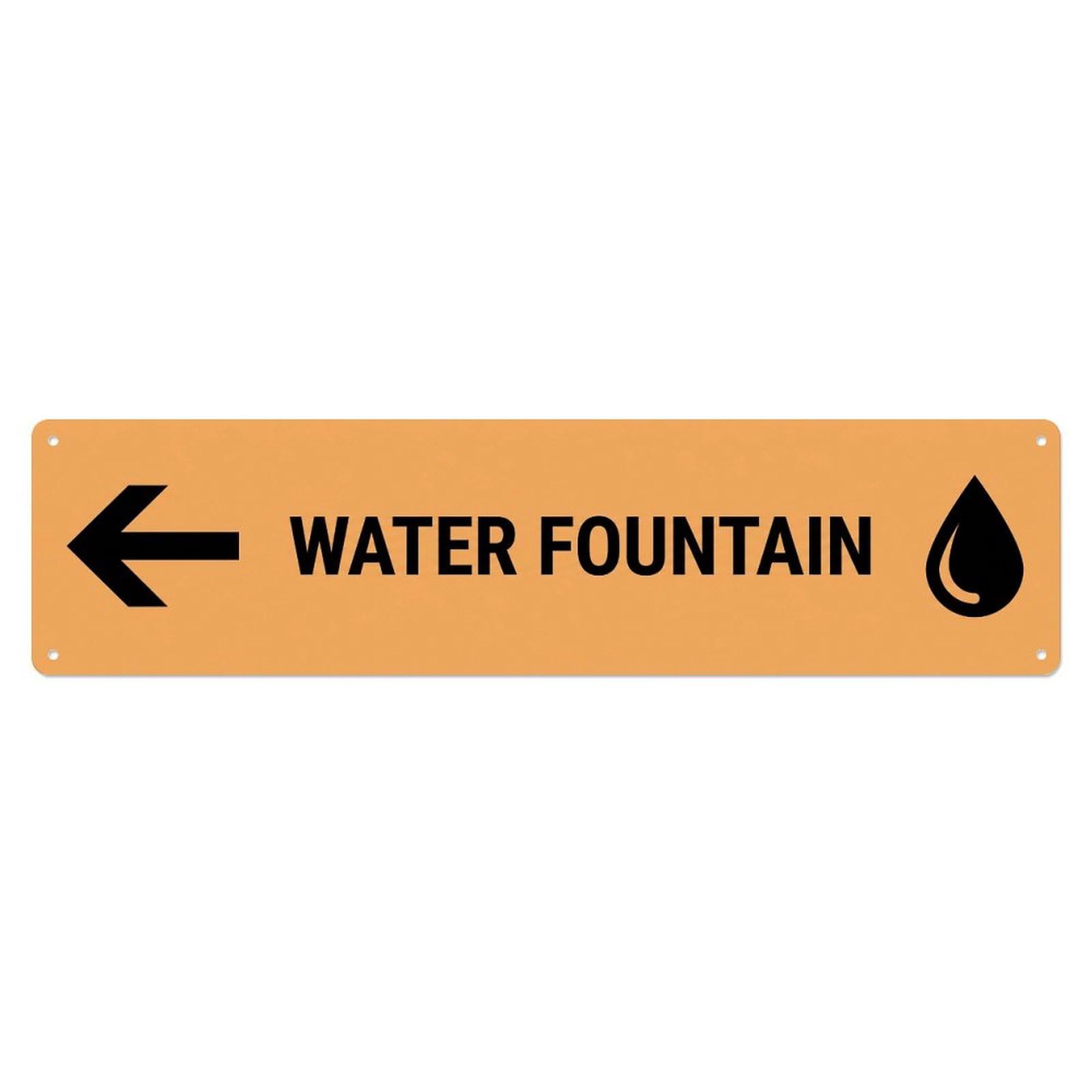 Okahys 4X16inch(10X40cm) Water Fountain Sign Apricot Black Left Metal Tin Sign