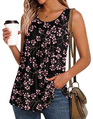 Longyuan Ladies Sleeveless Casual Tunic Tops Hawaiin Blouse Flower Print Tank Floral Shirts Xxx-Large #TOP1