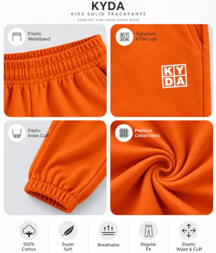 Image of KYDA Kids Boys Premium 100% Cotton Regular Fit Track Pants Soft Breathable Elastic Waist Casual Joggers Kids Playwear Everyday Comfort Wear-Pack of 2