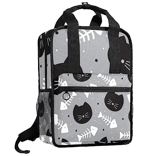 Sac à dos pour garçons idéal pour l'école et les sorties - Cartable chat noir multicolore