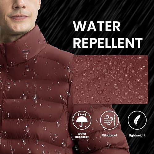 Image of Gopune Men's Lightweight Puffer Jacket Detachable Hooded Water Resistant Puffy Winter Down Jackets for Snow Ski Travel