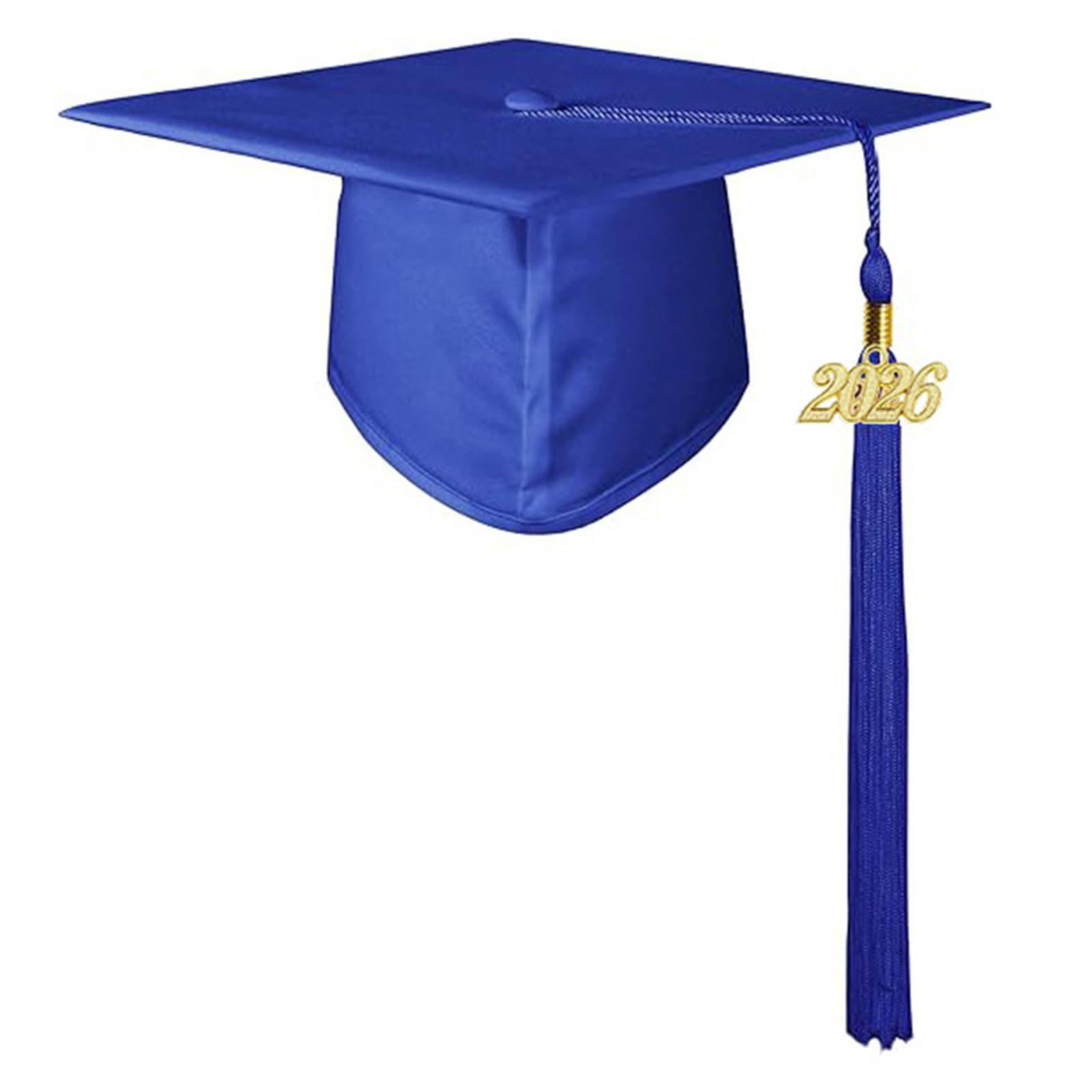 Kfwfuaee Year of 2026 Graduation Bachelor Hat for Various Head Size Comfortable Academic Celebration Cap for College Graduates Cap Royal Blue