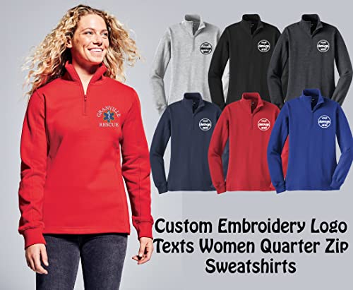 INK STITCH Women Lst253 Custom Embroidery Logo Texts Personalized Quarter Zip Up Pullover3