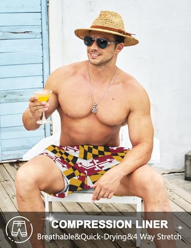 Partrest Mens Swim Trunks with Compression Liner 7" Stretch Quick Dry Swim Shorts Swimwear Bathing Suit Swimming Board Shorts4