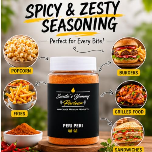 Image of Savita's Yummy Parlour Peri Peri Masala - 100g | Homemade Premium Spice Blend | Tangy & Spicy Seasoning for Fries, Popcorn, Pasta, Snacks & More