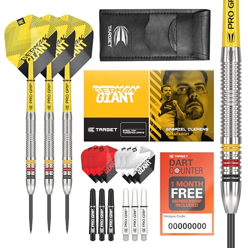 Target Darts Gabriel Clemens 24G Wolfram Stahlspitze Dart Satz Dartpfeile - 9 Pro Grip Schäfte - 9 Pro Ultra Dart Flights – Dart Wallet - Dart Counter App Coupon Bundle