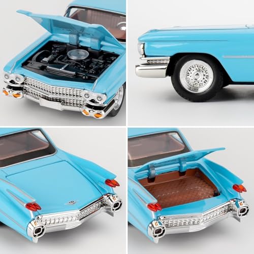 Image of 1:32 Scale Cadillac Eldorado Alloy Pickup Car Toy Metal Pull Back Diecast Car with Openable Door and Sound Light, Gifts Toys for Kids【Blue】