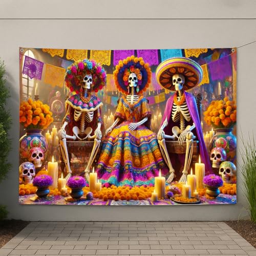 Image of Day of the Dead Decorations Banner 71x43 Dia de los Muertos Altar