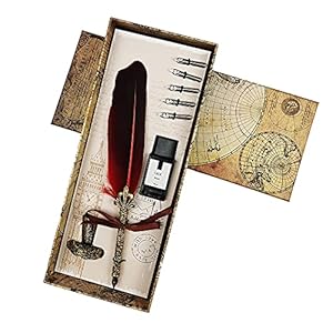 Veerpen, Vintage Dip Pen, Engelse kalligrafie Pen, Inktfles Set met 5 vervangende penpunten voor briefpapier Gift en…