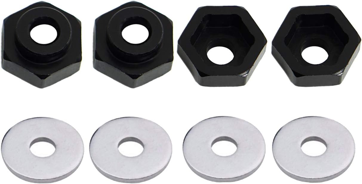 4PCS ShareGoo 12mm to 17mm Metal Wheel Hex Adapter Converter Compatible with Tamiya Axial RC4WD Traxxas HPI Himoto HSP Losi Kyosho RC 1/10 On-Road Car Buggy Truck Tyre Tires,Black