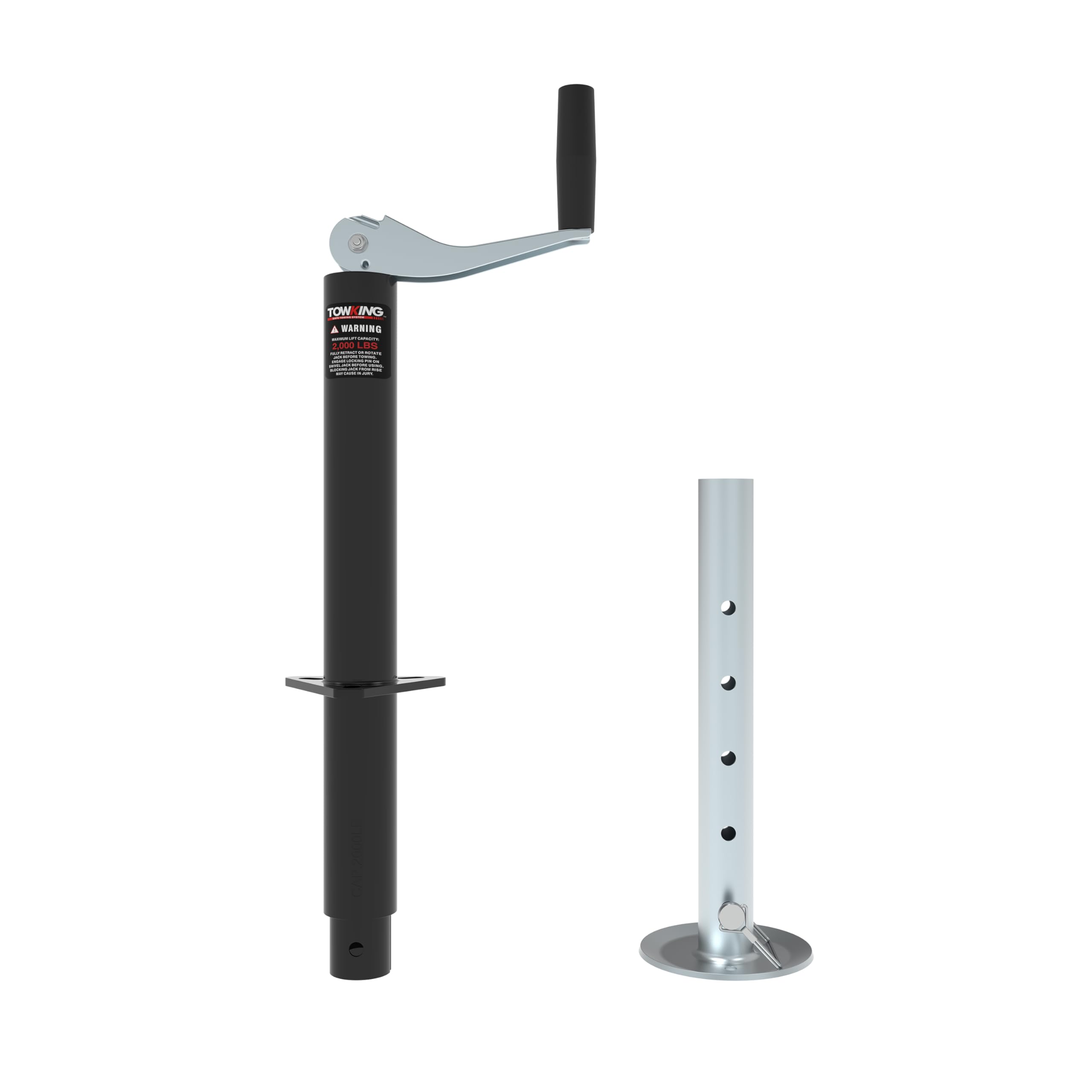 TOWKING A Frame Trailer Jack with Drop Leg, 15" Vertical Travel, 2000 lbs, for RV, Trailer and More