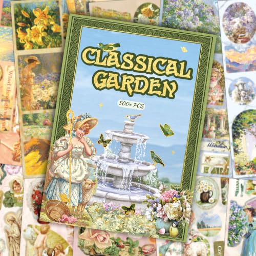 Image of Vintage Garden Sticker Book for Scrapbooking Supplies | Floral Ephemera & Planner Stickers for Junk Journal Kit- Scrapbook Stickers for Journals, Albums