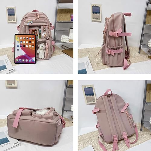 Cartable sac à dos esthétique de grande capacité avec épingle pour l'école