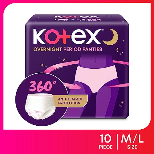 Kotex Overnight Period Panties (Medium/Large size, pack of 10 panties) for heavy flow period protection | with 360 degree anti-leakage design &... - Image 3