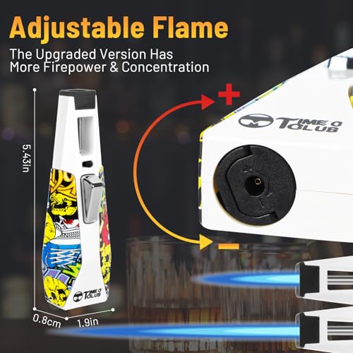 Butane Torch Lighter, Refillable Butane Torch with Safety Lock, Adjustable Flame, Kitchen Cooking Torch ,Windproof Design, Stylish Patterned Handle Creme Brulee, Baking, BBQ (Butane NOT Included) by M TIME C CLUB - Used condition - Image 3
