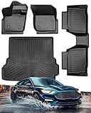 Floor Mats for Ford Fusion: 2017-2020（Not Hybrid） Cargo Liner Trunk Mat for Fusion 2020 2019 2018 2017, All Weather Custom Fit Floor Cover for Fusion Carpet Rubber Mat for Fusion Accessories