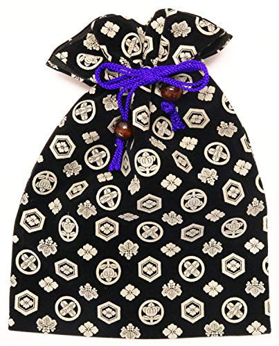 Matsumi Craft 4589513684151 Goshuin Book Holder, Inden, Family Crest, Black, 8.5 x 10.8 x 0.4 inches (21.5 x 27.5 x 1 cm), Drawstring Bag, Japanese Style2
