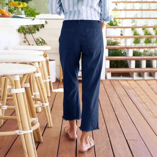 Anjikang Women's Wide Leg Capri Pants Dressy Casual High Waist Straight Work Trouser Summer Business Ankle Length Chino Pants4
