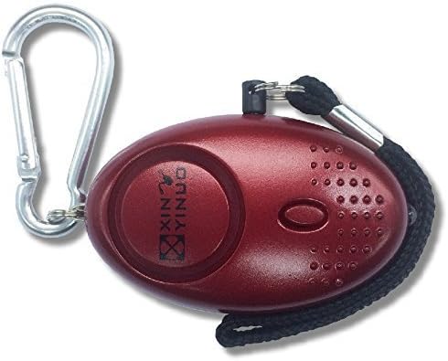 Xinyinuo Metalic Red Mini Loud Personal Staff Panic Rape Attack Safety Security keyring Alarm with Torch 140DB