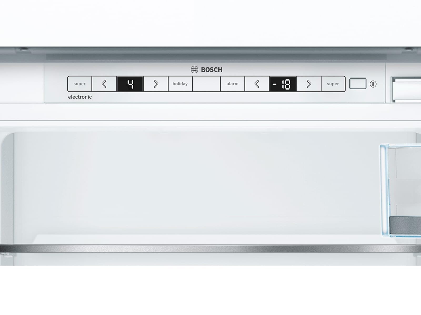 Bosch KIS77AFE0 seria 6 lodówko-zamrażarka do zabudowy, wnęka 158 x 56 cm, chłodzenie 169 l + 61 l zamrażanie, zawias płaski, Made in Germany, VitaFresh plus 2 x dłuższa świeżość, LowFrost rzadziej
