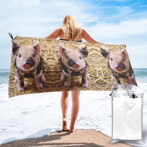 Serviette de bain EdWal cochon mignon en microfibre légère à séchage rapide