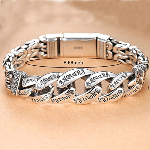 Aprifire 925 Silver Cuban Link Curb Chain Bracelet, Retro Modern Silver Plated Men's Bracelet4
