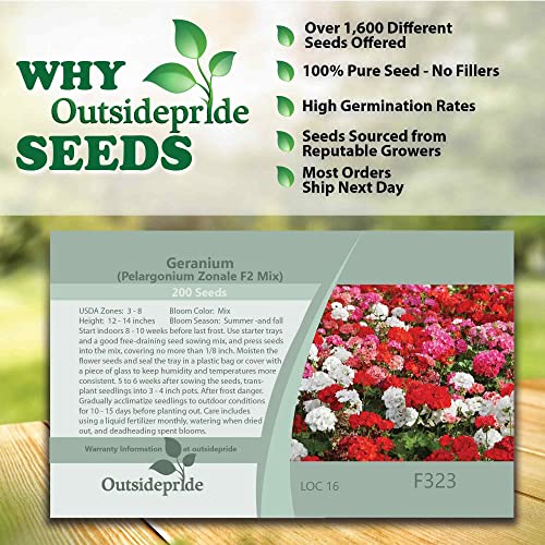 Outsidepride Geranium Garden Flower Seed Plant Mix For Containers, Baskets, Beds, & Window Boxes - 100 Seeds #TOP5