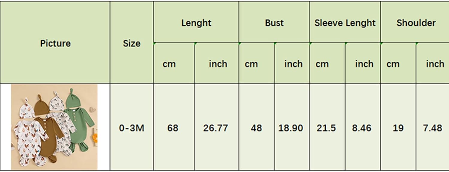 woshilaocai 2 Pack Baby Boy Girl Gown Sleeper Newborn Knotted Nightgown and Hat Set Infant Sleepwear - Image 7