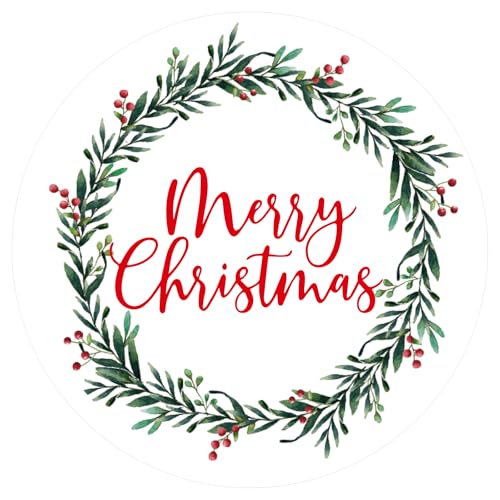 120Pcs Christmas Stickers Decorations Merry Christmas Self-Adhesive Labels Gift Stickers Tags Label Decal for Envelopes Craft Card Seal Gifts Candy Bags Party Decor Supplies(Wreath)