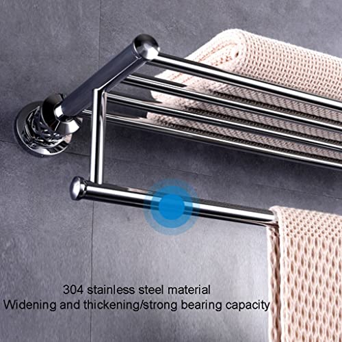 Porte-serviettes double couche en acier chromé au design mural élégant - 6