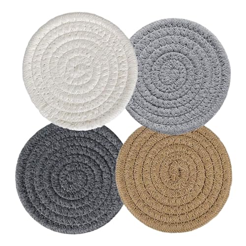 Huakaile 4 Stück saugfähige Untersetzer für Getränke, 11 cm, hitzebeständige Untersetzer für Couchtisch, minimalistische gewebte Untersetzer für Heimdekoration, Büro, Esszimmer,...