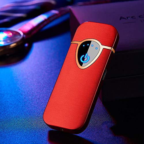 Feuerzeug Touch-Sensing Feuerzeug Laden USB doppelseitigen Punkt Rauchmelder Licht Wind winddichtes Gerät Rot