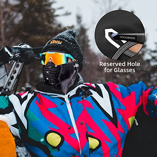 Rockbros Ski Mask Cold Weather Balaclava Windproof Fleece Thermal Face Mask For Men Women Winter Neck Gaiter Skiing Snowboarding Motorcycle Riding Outdoors Grey Black #TOP2