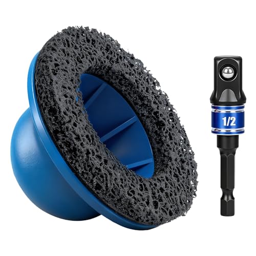 SZBYH Radnaben Bürste für Auto Innen-Ø 90mm Außen-Ø 150mm inkl. Adapter 1/2 Zoll Vierkantantrieb für KFZ Reifenwechsel Felgenreinigung Rostentfernungm Verschmutzungen