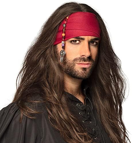 Boland 10203620 Chain 47127 Pirate Clip with Beads and Amulet, Hair Accessories, Buccaneer, Indian, Carnival, Theme Party, Halloween, Multicoloured, Standard Size