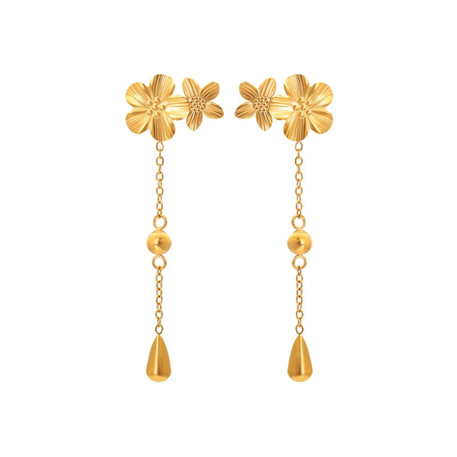 Pendientes colgantes de oro amarillo de 9 K, 14 y 18 quilates para mujer