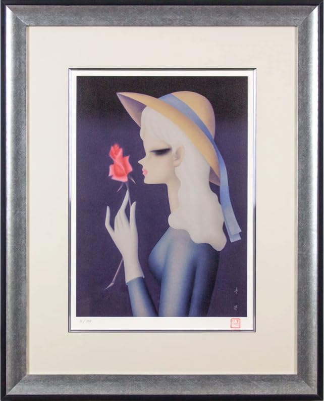 【東郷青児】バラ一輪　リトグラフ　額付き Amazon.co.jp: 東郷青児 「 バラ一輪 」 リトグラフ 版画 : ホーム