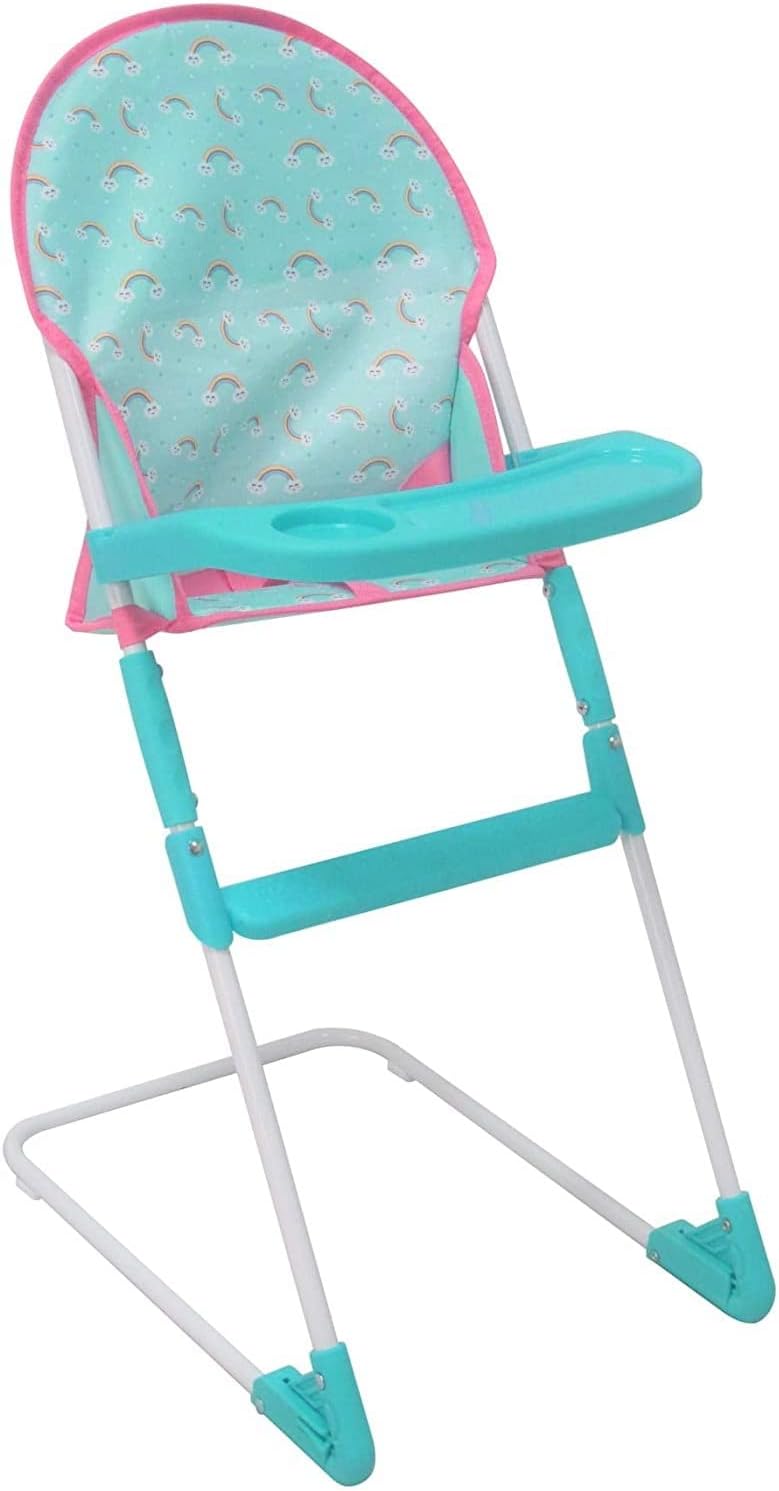 KOOKAMUNGA KIDS 6 Piece Doll Accessories Playset | Toy Pram Stroller | High Chair with Feeding Tray | Playpen and Travel Cot | Baby Bouncer | Diaper Changing Bag | Activity Mat (Pink Unicorn) (Blue) : Toys & Games