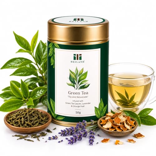 Image of Heiland Green Tea Loose Leaf 50g - Natural Green Leaf with Floral Blend, Pure Loose Leaf, Smooth & Refreshing Flavor, Ideal for Daily Relaxation & Wellness