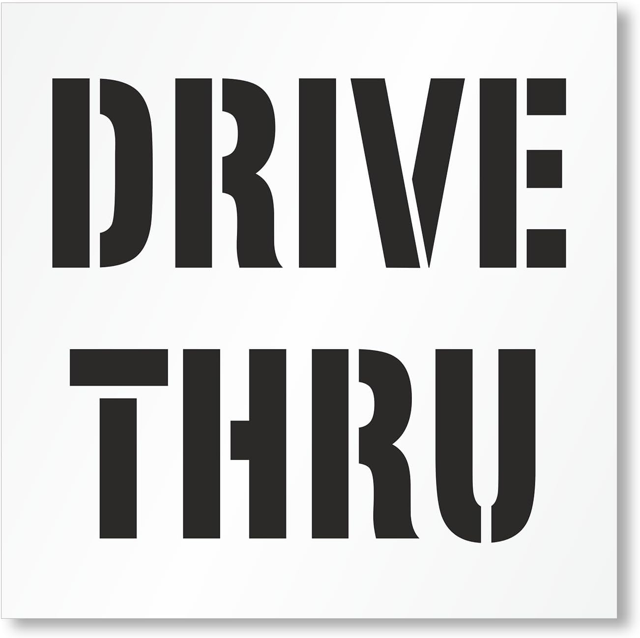 SmartSign 48 x 48 inches Drive Thru Reusable Stencil with 14.75 Letter Height, 63 Mil Plastic, Easy to Wash, for Fast Food Restaurants, Coffee Shops, Pharmacies, Banks, Car Washes, USA Made