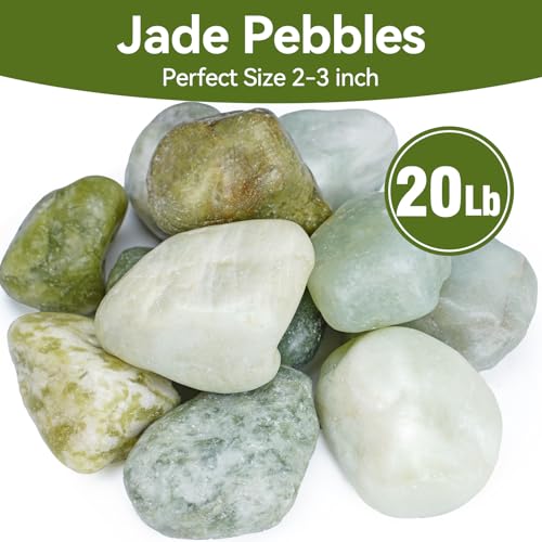 Image of Pulovin 20 lbs Jade Pebbles for Indoor Plants, 2-3 Inch Polished River Rocks, Decorative Garden Rocks Outdoor Landscaping, Large Natural Stone for Walkways, Yard, Vases, Crafts