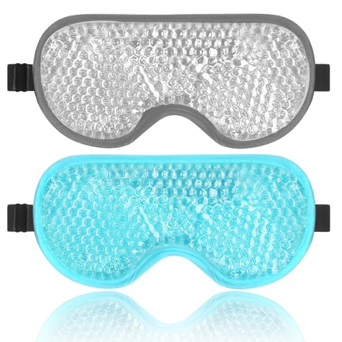 BeeVines Gel-Augenmaske, 2 Pack kühlende Eis-Schlafmasken für geschwollene Augen Gesicht für Männer & Frauen, kalte & warme Schlafkompresse für Post-Chirurgie, Schwellungen, Allergien, Sinus & Migräne