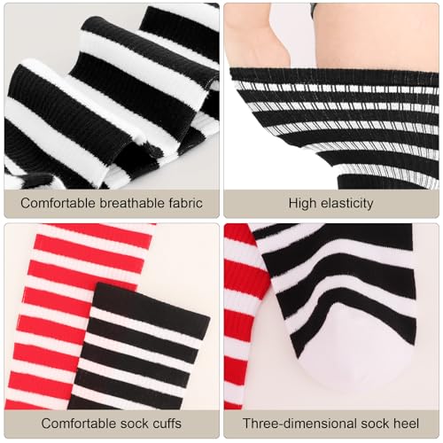 Image of DRESHOW Plus Size Thigh High Socks Striped Over Knee Long Boot Stockings Knee High Tube Socks Leg Warmers for Women