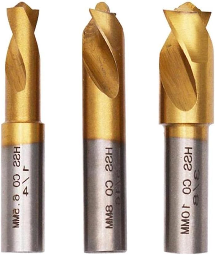 3Pcs Spot Weld Drill Bit Set Spot Weld Cutter 1/4(6.5mm) 5/16(8mm) 3/8(10mm) Toughness Hardness Spot Weld Cutter Cutting Accessories