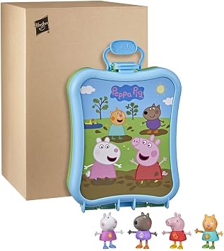 Peppa Pig Peppa's Carry-Along Friends Set, 4 Figures with Carrying Case, Preschool Toys for Classroom, Back to School Gifts for Kids, Ages 3+
